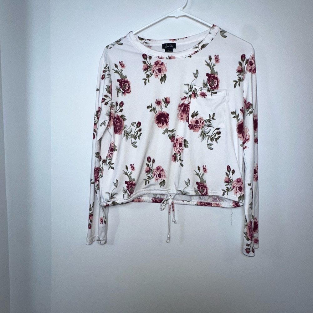 Justify Floral Long Sleeve Top - White and Red